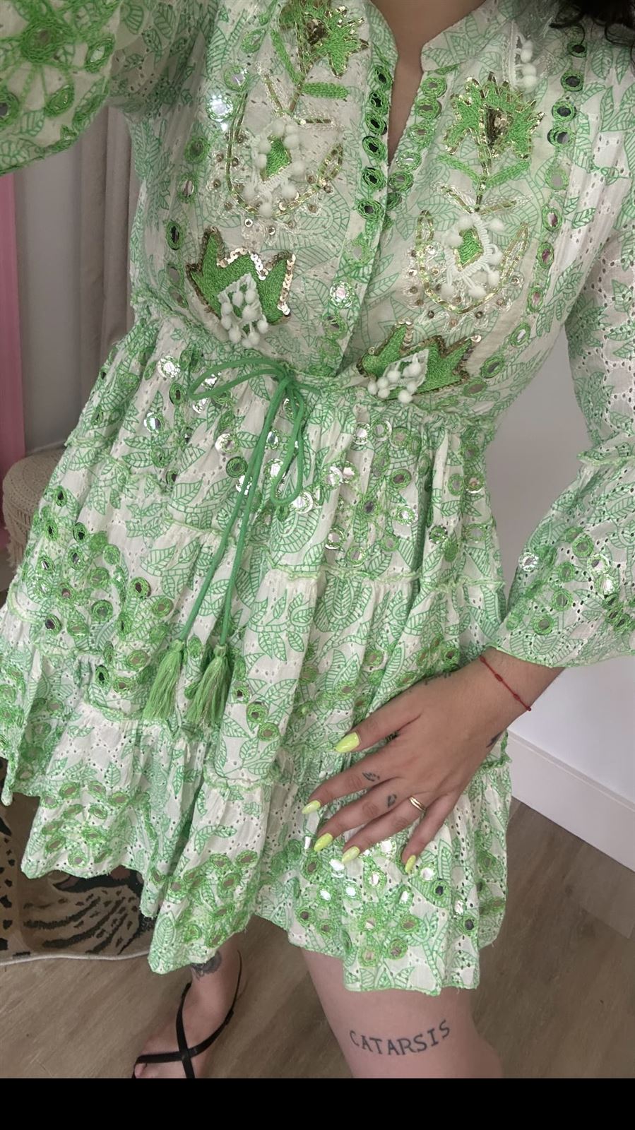 VESTIDO BOHO VERDE - Imagen 2