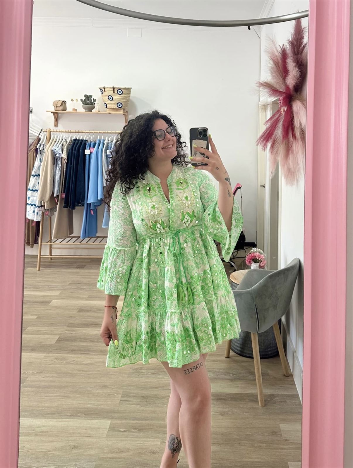 VESTIDO BOHO VERDE - Imagen 3