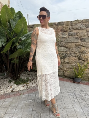 VESTIDO ENCAJE CRUDO MAD INFLUENCE - Imagen 1