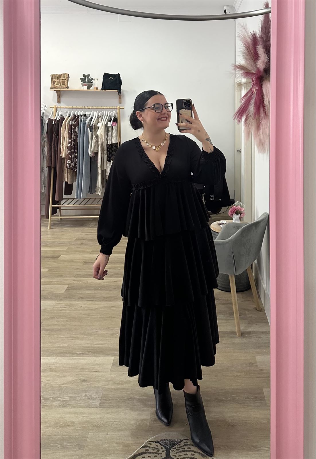 VESTIDO NEGRO VOLANTES - Imagen 1