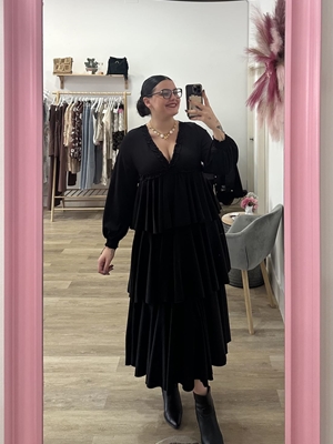 VESTIDO NEGRO VOLANTES - Imagen 1