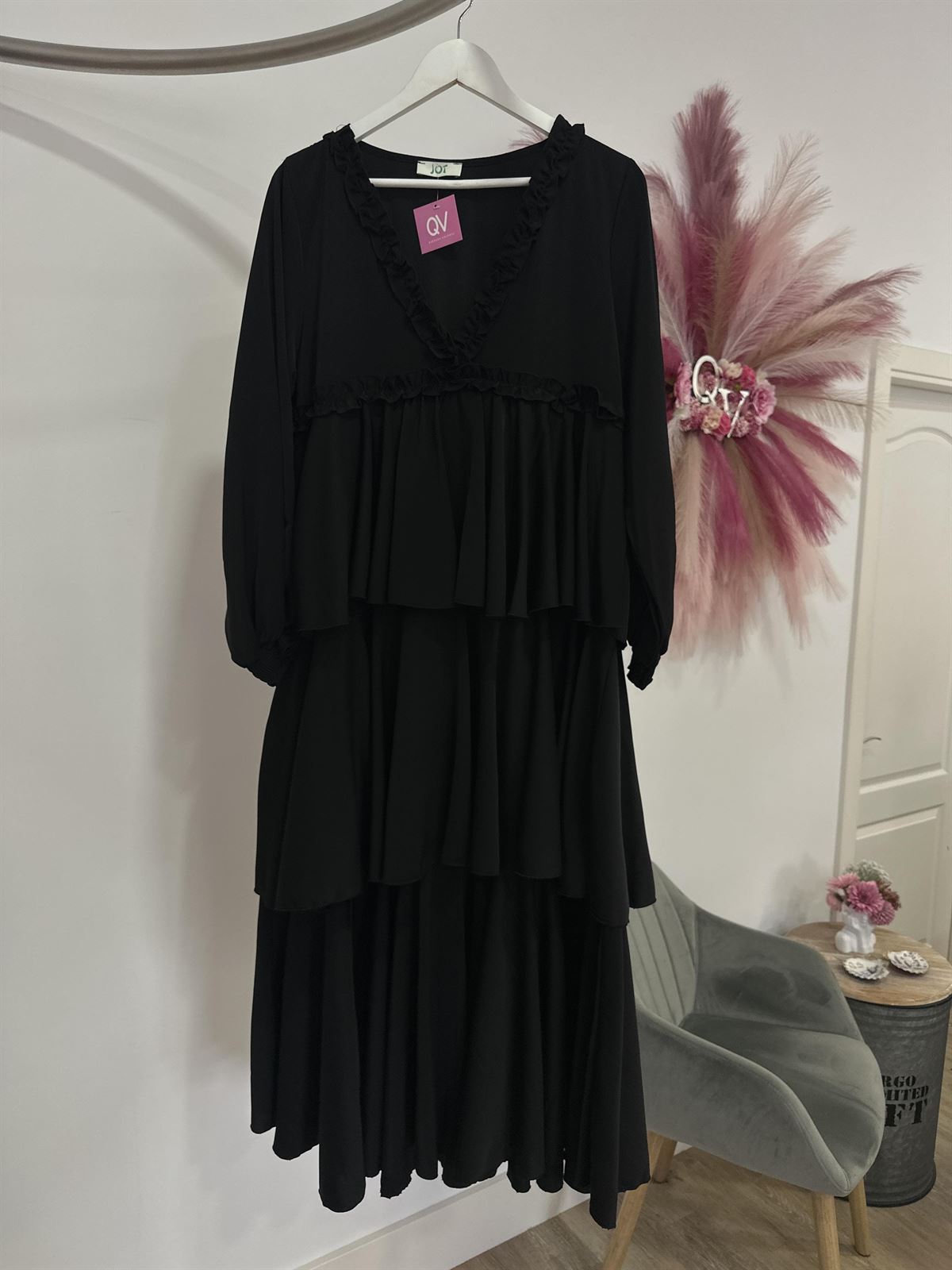 VESTIDO NEGRO VOLANTES - Imagen 3